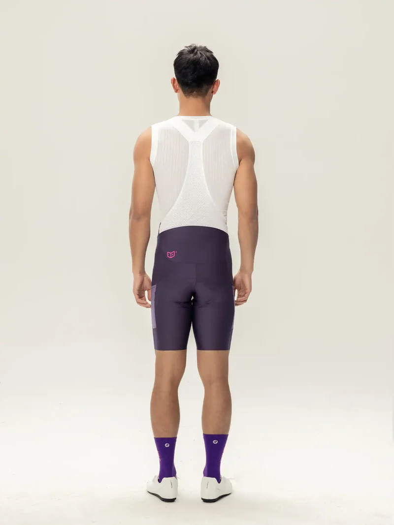Heart Feather Men Bib Shorts - Purple