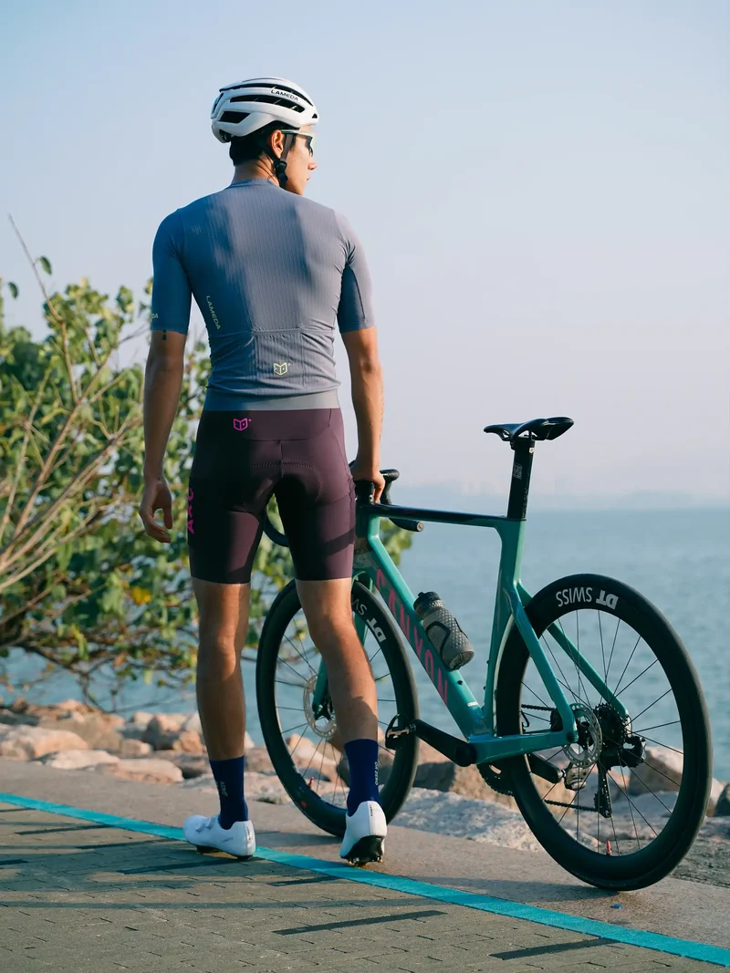 Heart Feather Men Bib Shorts - Purple