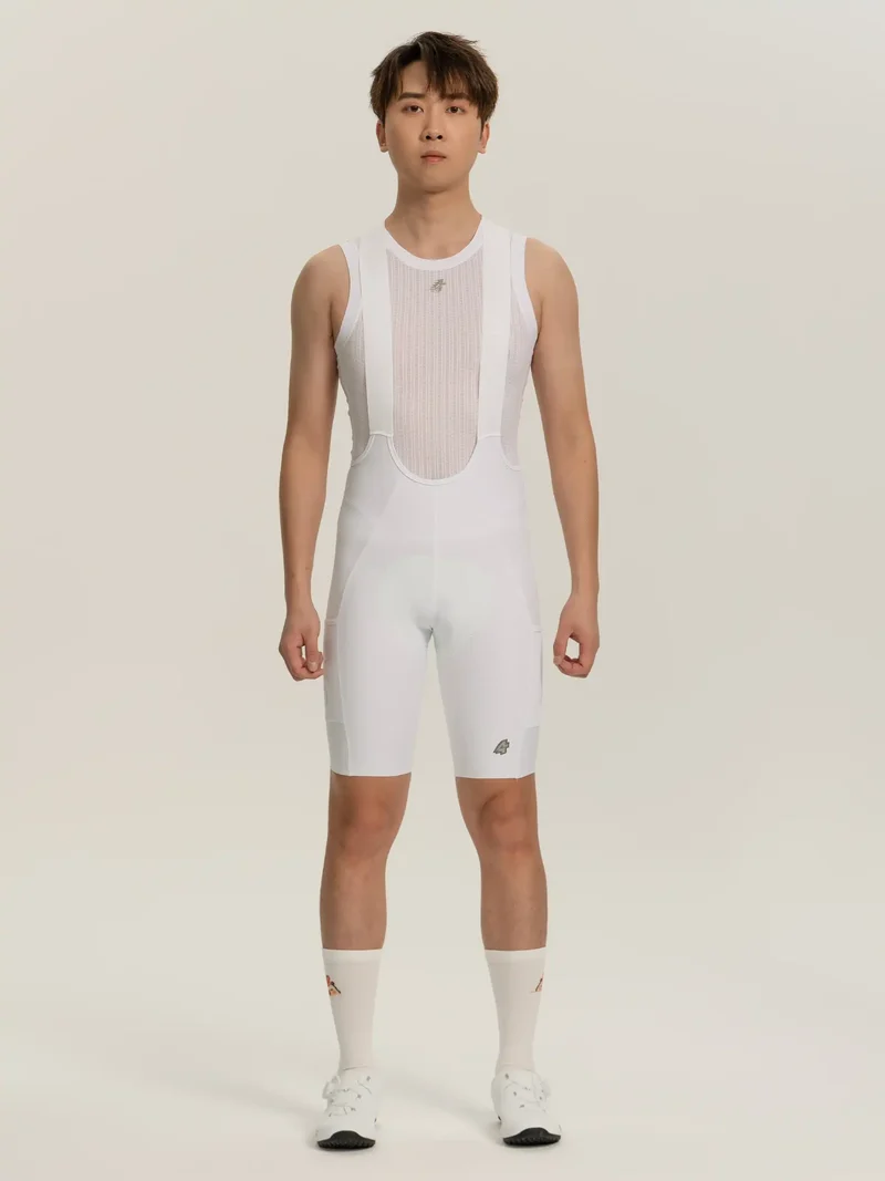 Heart Feather Men Bib Shorts - White