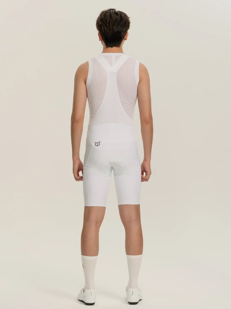 Heart Feather Men Bib Shorts - White
