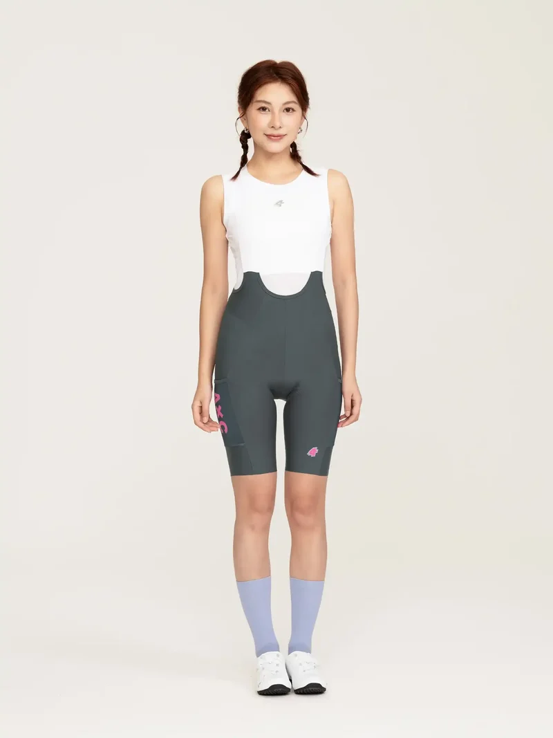 Heart Feather Women Bib Shorts - Deep Gray