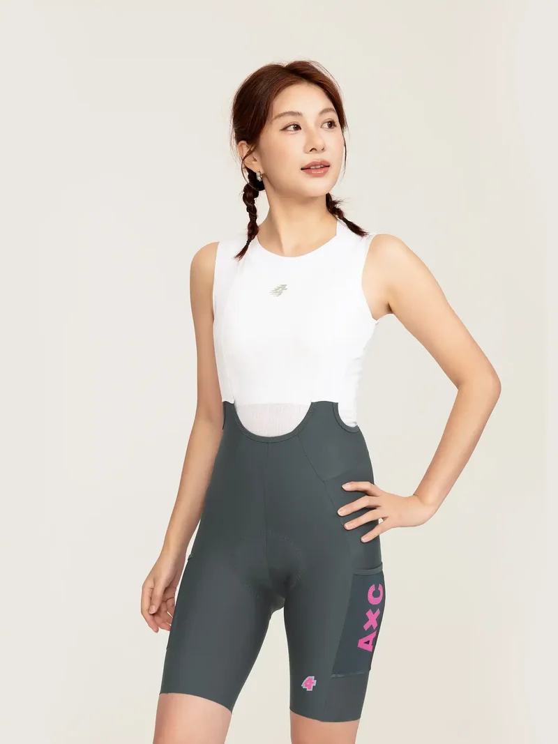 Heart Feather Women Bib Shorts - Deep Gray