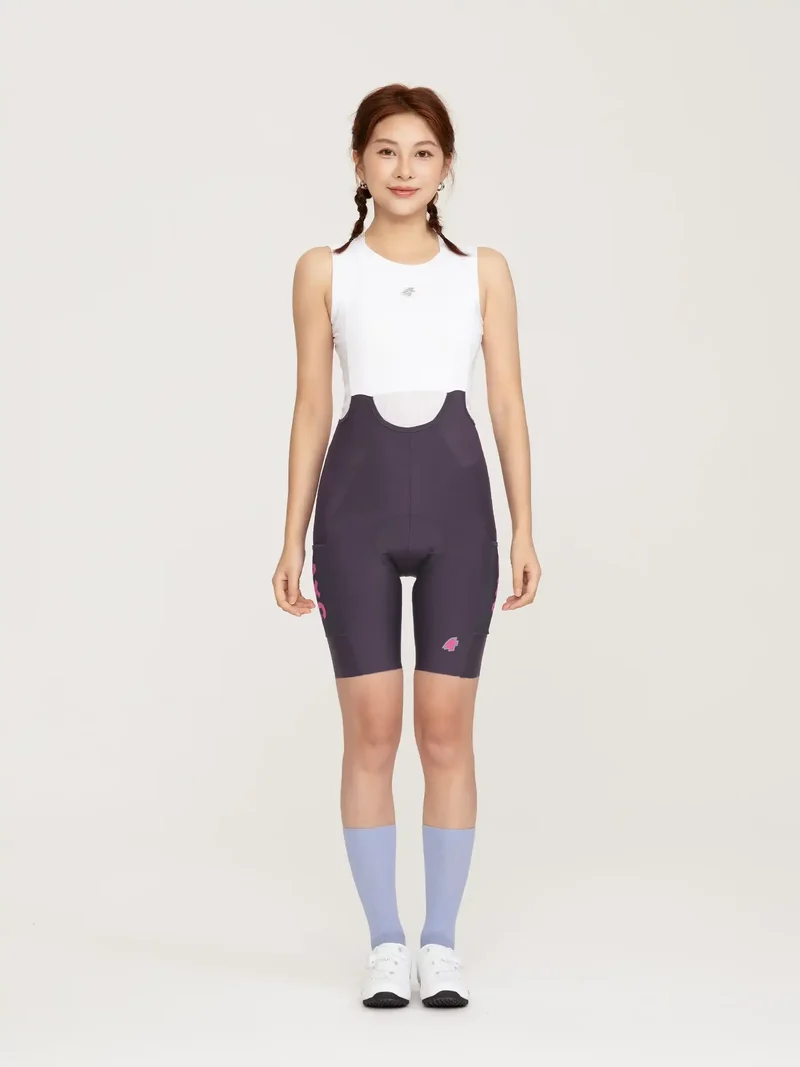 Heart Feather Women Bib Shorts - Purple