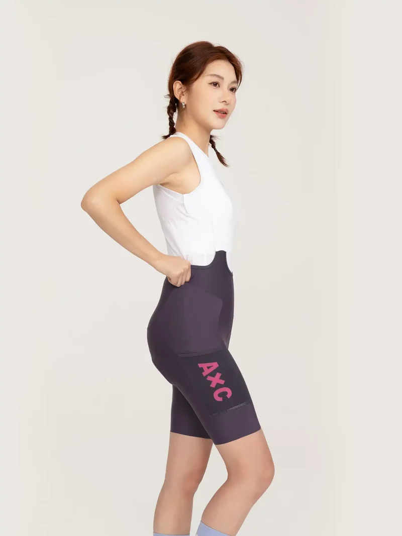 Heart Feather Women Bib Shorts - Purple