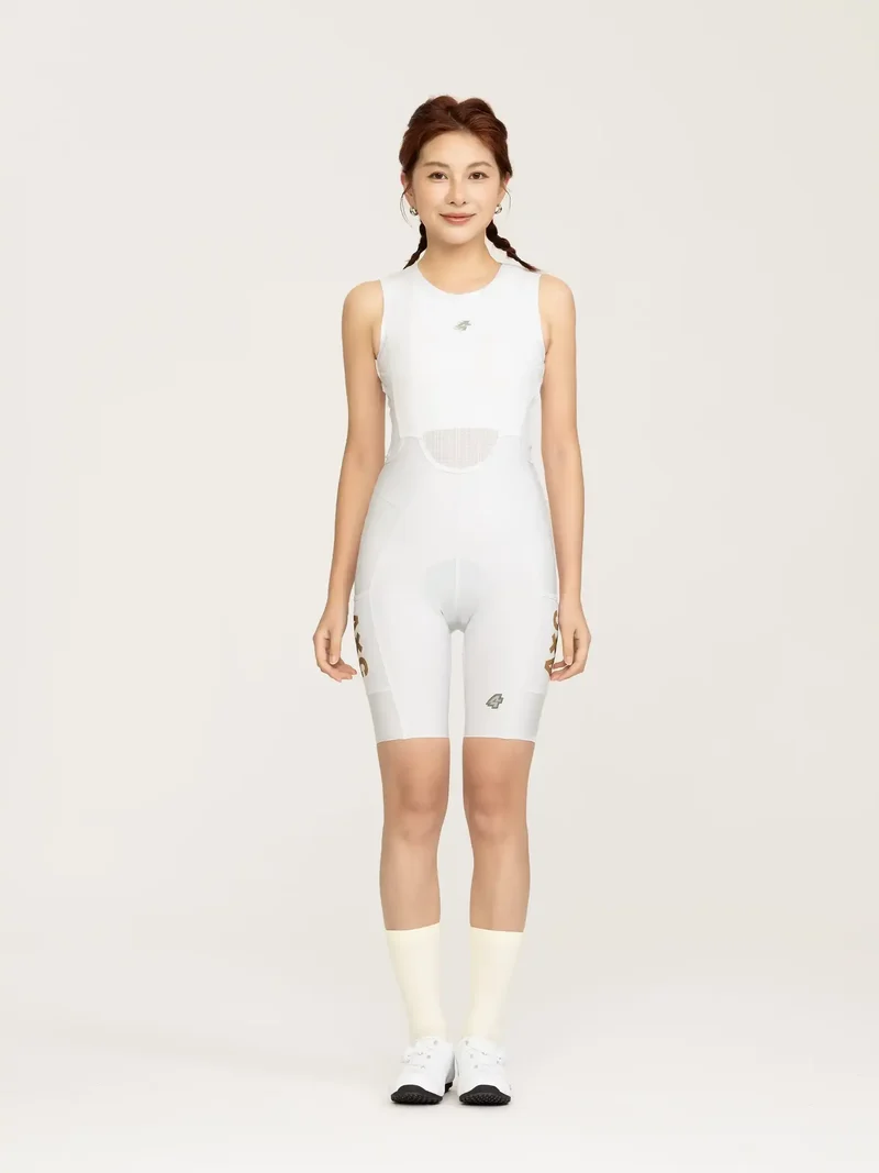 Heart Feather Women Bib Shorts - White