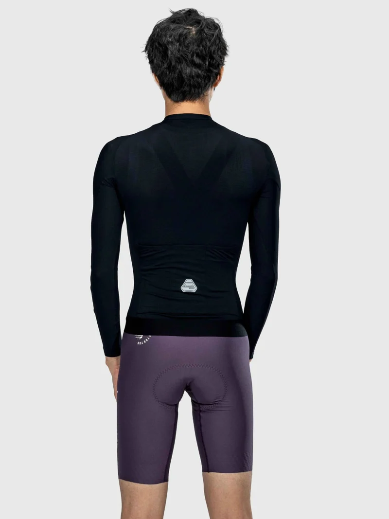 Silver Men's Cycling Jersey Long Sleeve - Black