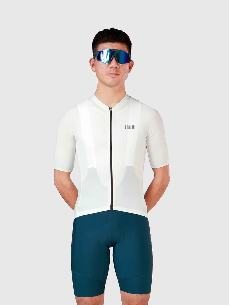 Silver Men's Cycling Jersey - White