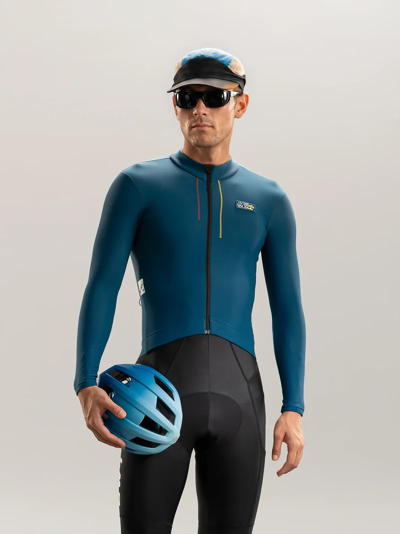 Sunstride Men's Thermal Fleece Cycling Jersey - Blue