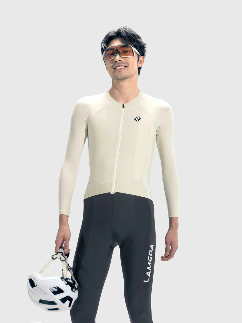 Azure Flow Men Cycling Long Sleeve Jersey - Cloud