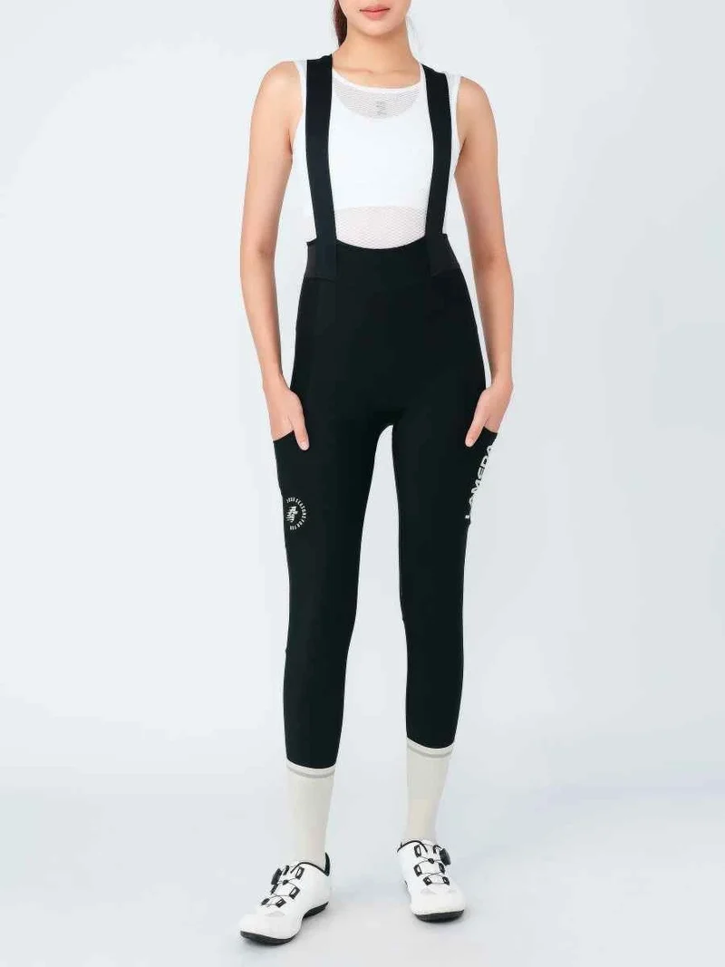 Pro Women's Thermal Fleeced Bib Tights S469 - Black