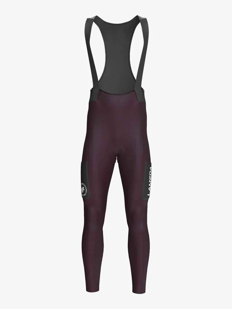 Pro Men's Thermal Fleeced Bib Tights S441 - Purple Black