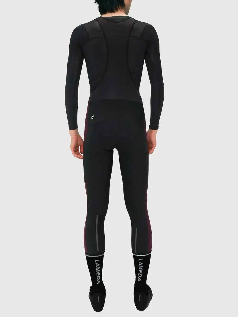 Pro Men's Thermal Fleeced Bib Tights S441 - Purple Black