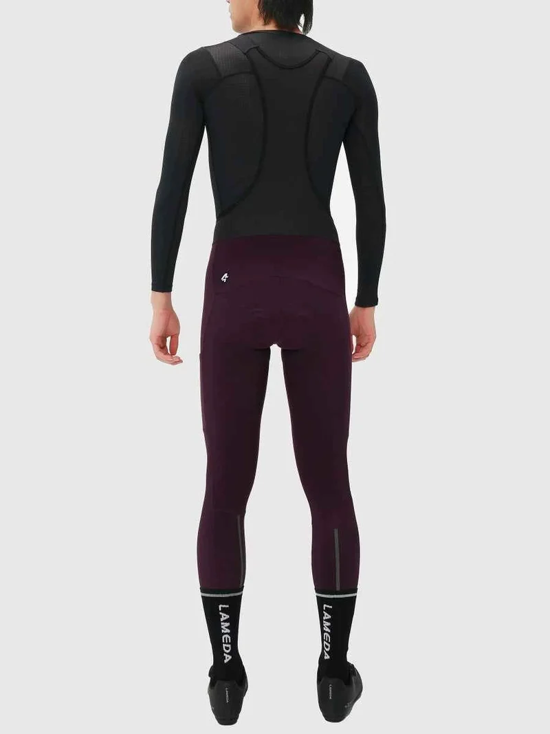 Pro Men's Thermal Fleeced Bib Tights S441 - Purple