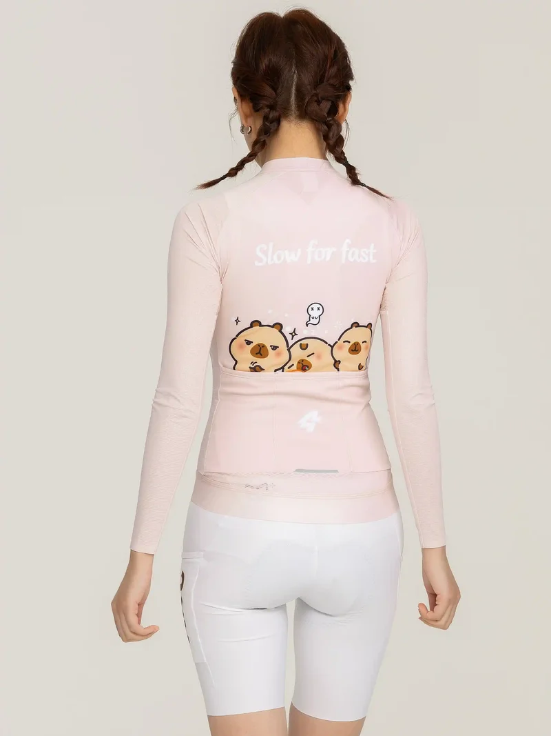 LAMEDA x Capybara Unisex Cycling Jersey Long Sleeves - 3 Squad Pink