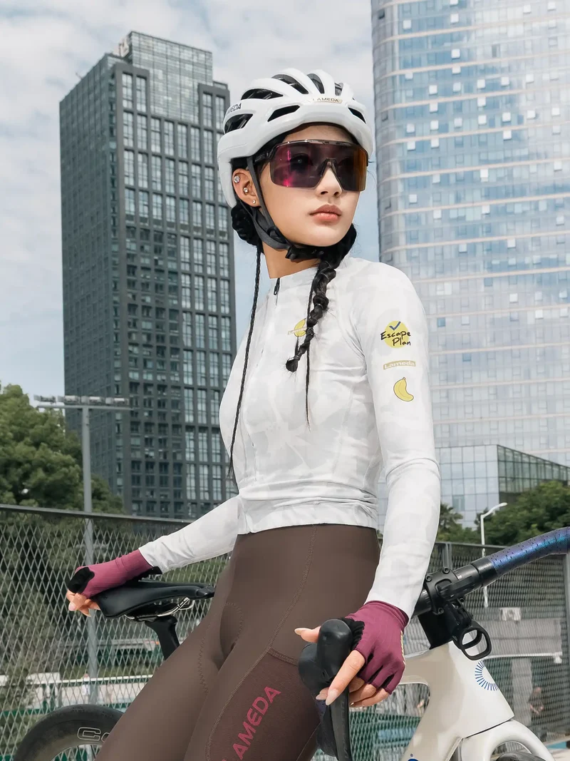Glimscape Unisex Cycling Jersey LS - White