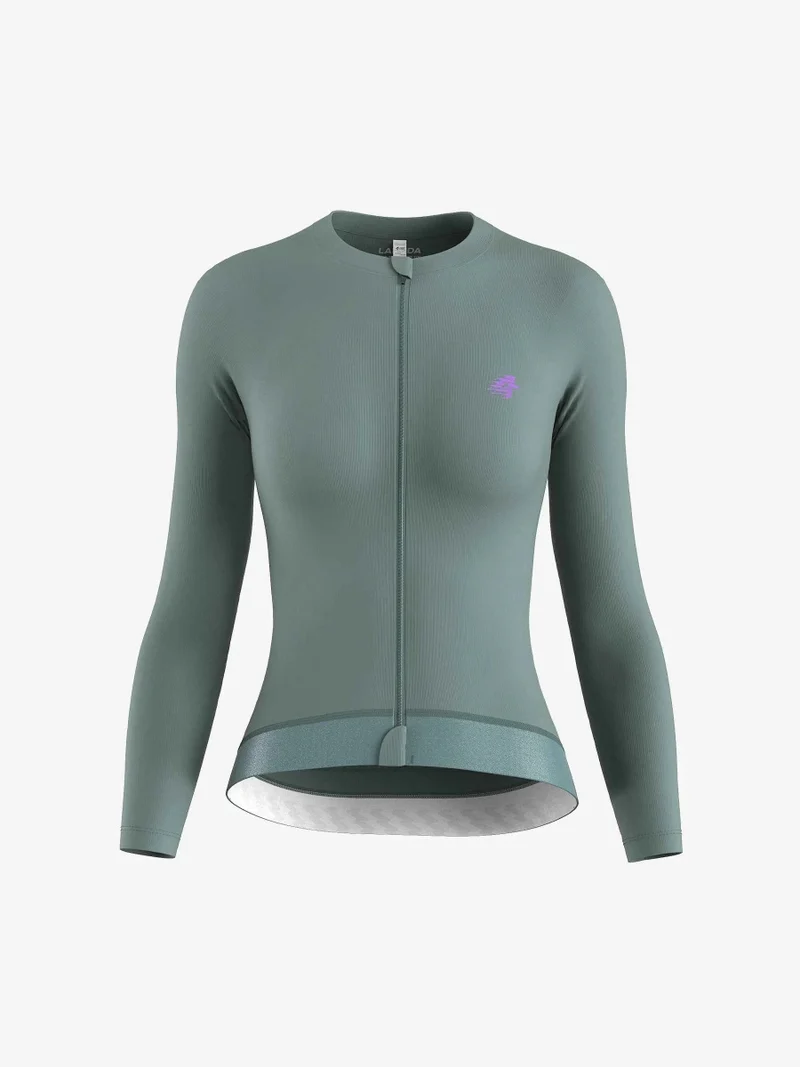 Ethereal Woman Cycling Jersey Long Sleeve - Gray Olive