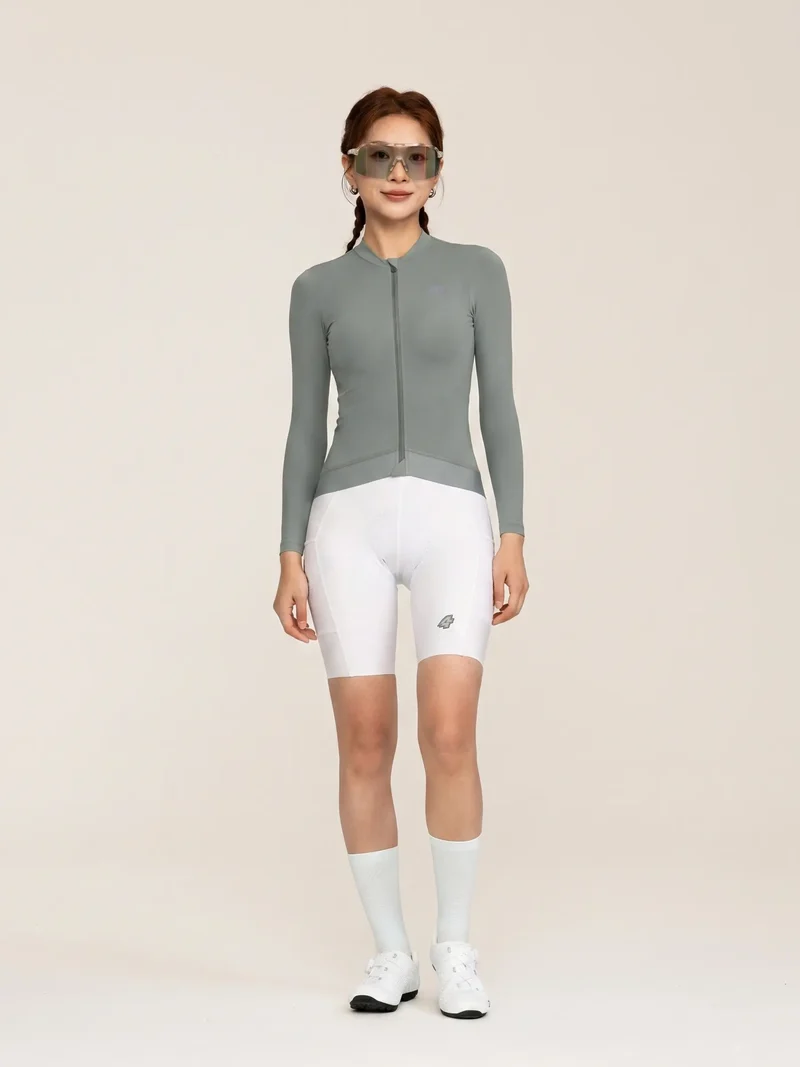 Ethereal Woman Cycling Jersey Long Sleeve - Gray Olive