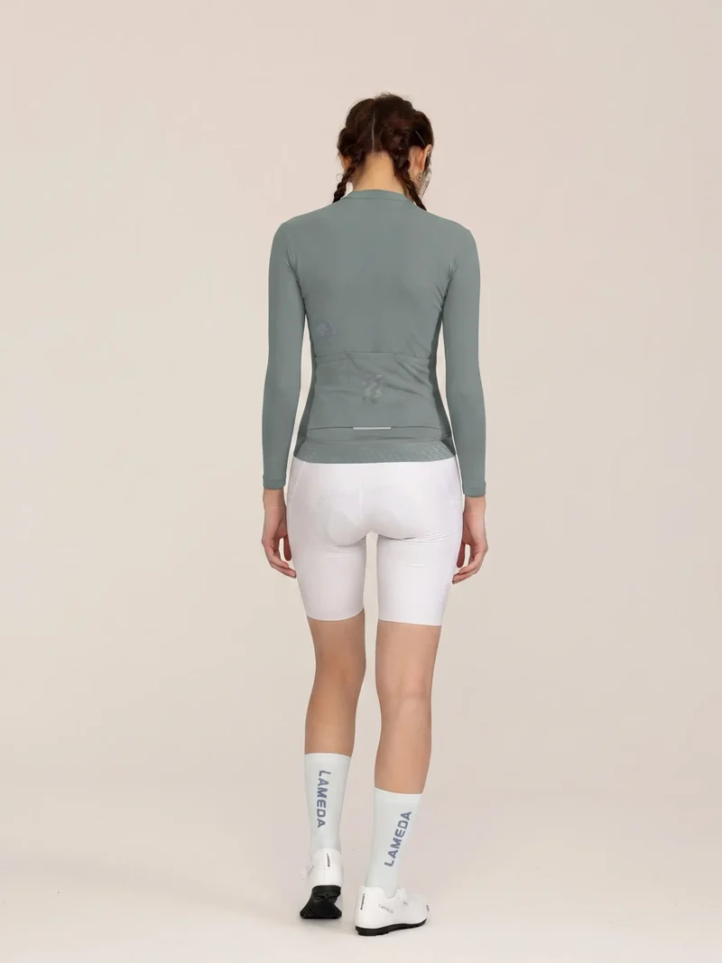 Ethereal Woman Cycling Jersey Long Sleeve - Gray Olive