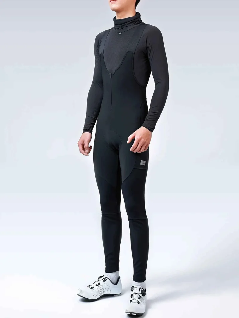 Spear Men's Thermal Fleeced Bib Tights - Black