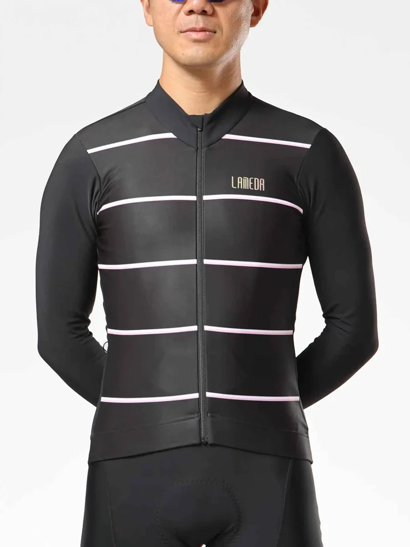 Colorful Mens Fleeced Thermal Jersey - Black