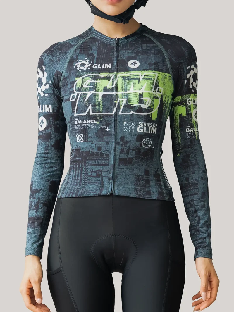 Glimscape Unisex Cycling Jersey LS - Black