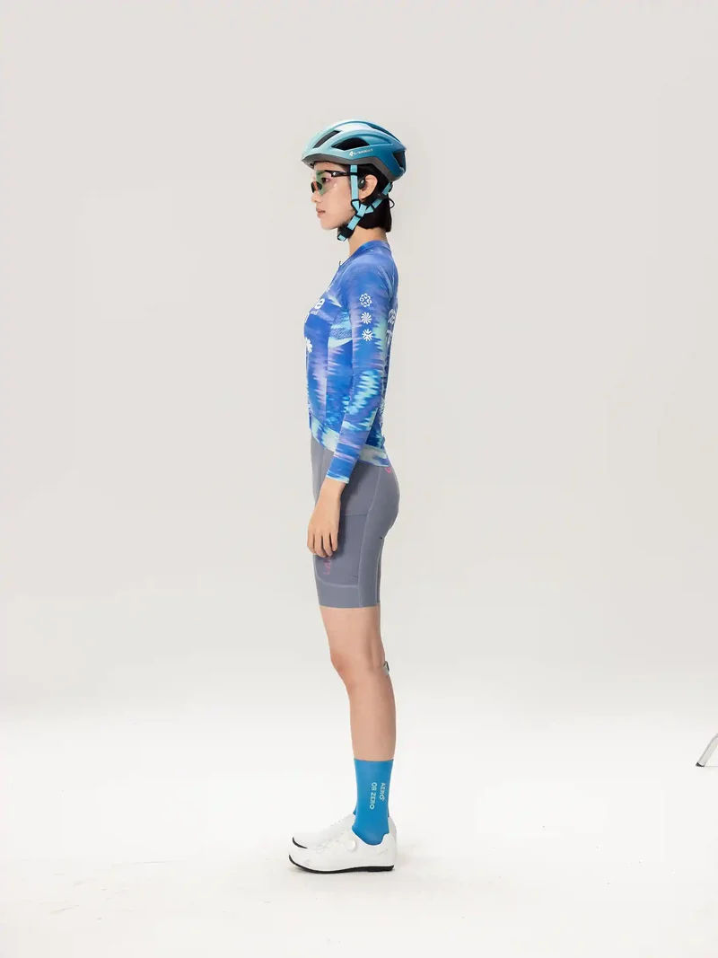 Caffeine Unisex Cycling Jersey LS - Blue