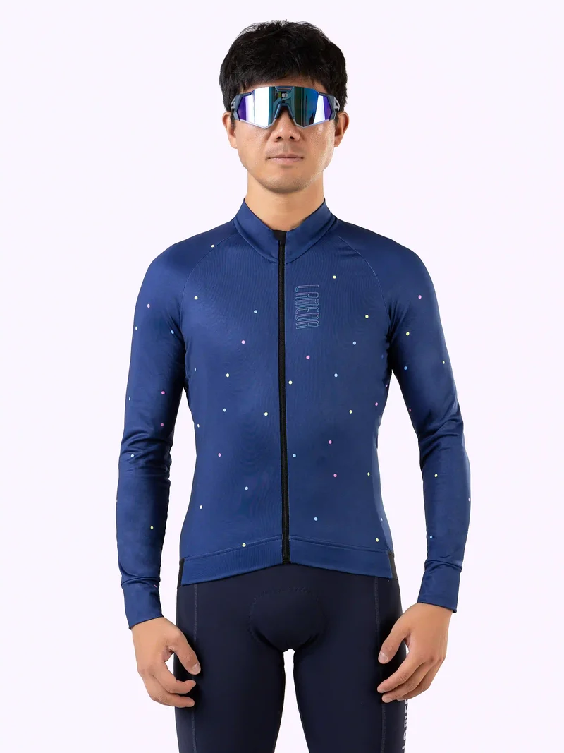Dusk Men Thermal Cycling Jersey - Navy Dots