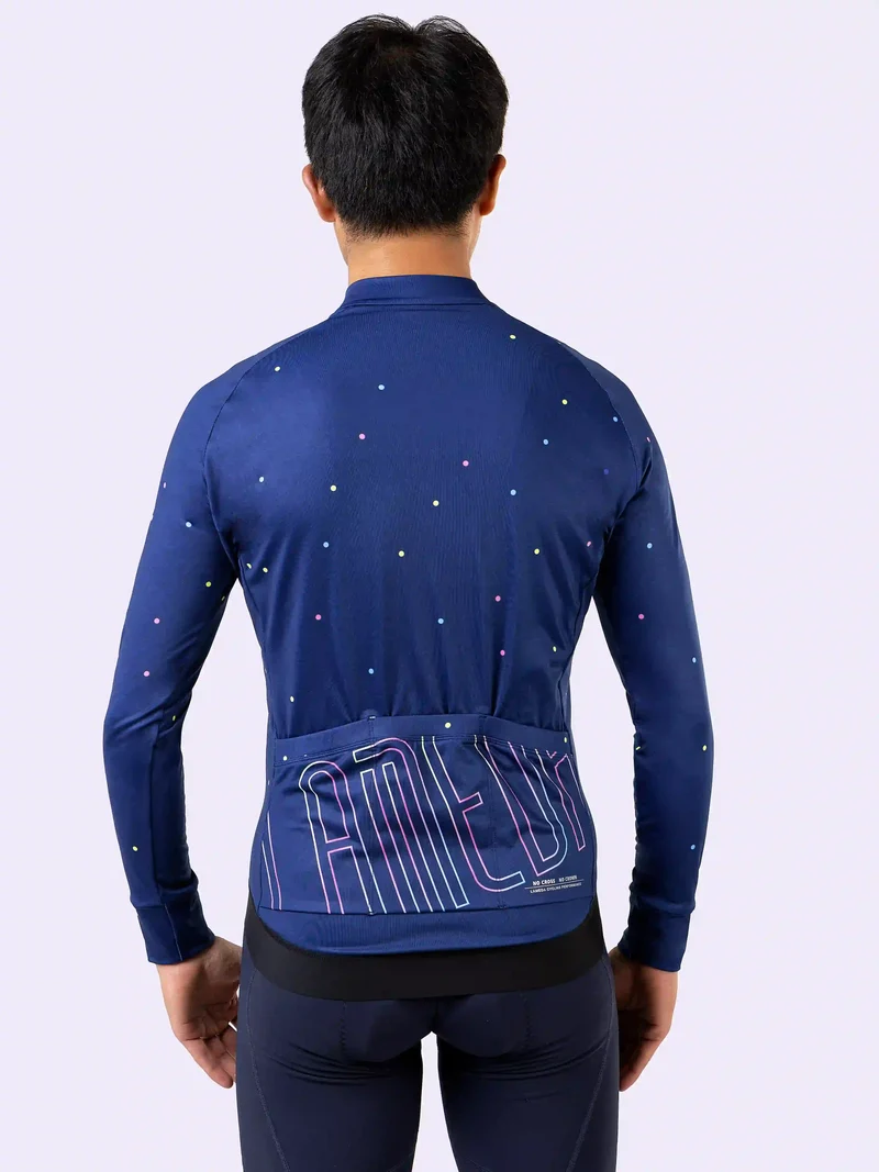 Dusk Men Thermal Cycling Jersey - Navy Dots