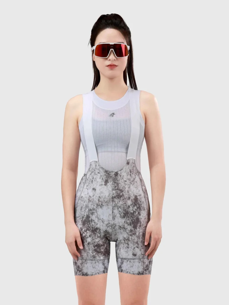 Floral Woman Cycling Bib Shorts - Ink Gray
