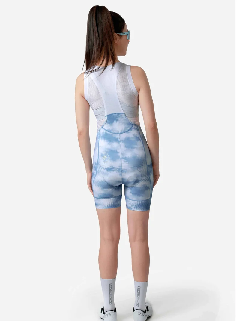 Floral Woman Cycling Bib Shorts - Ink Blue