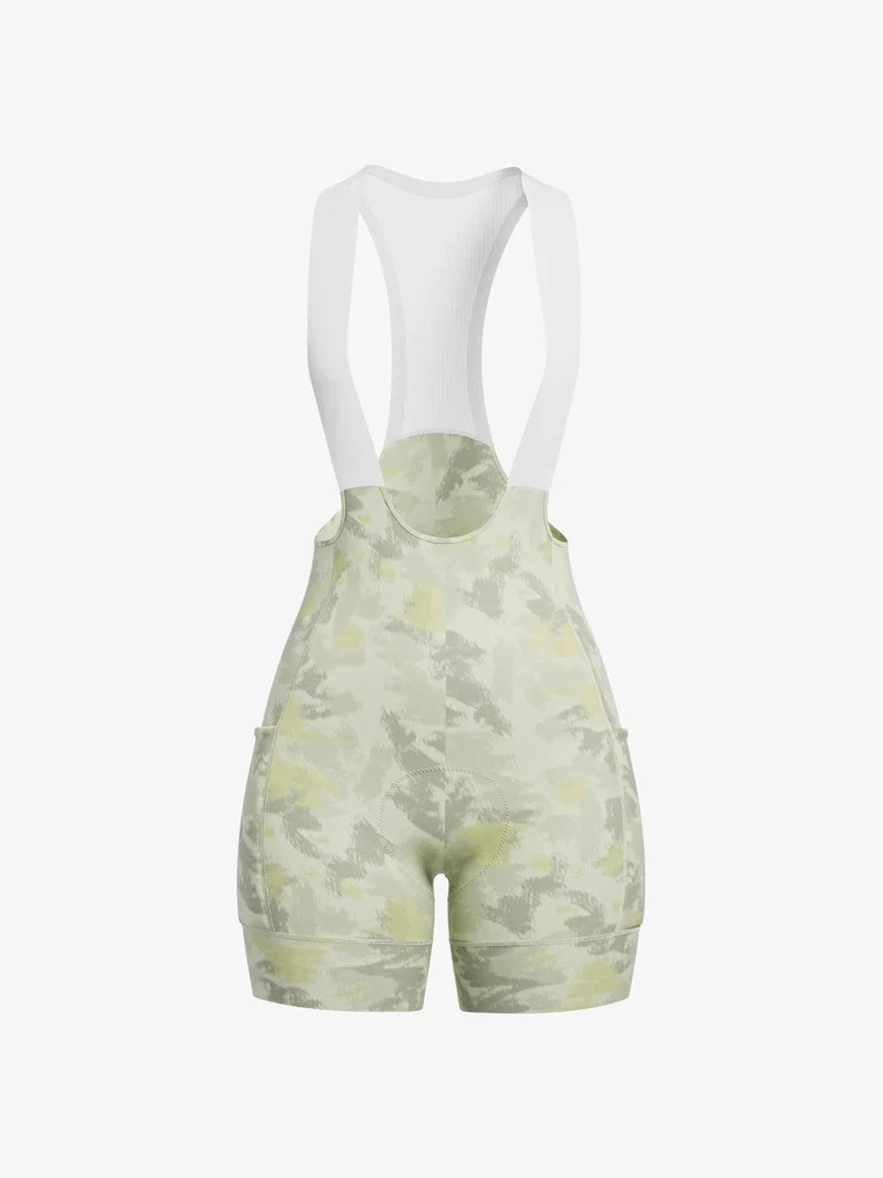 Floral Woman Cycling Bib Shorts - Aquatic Yellow