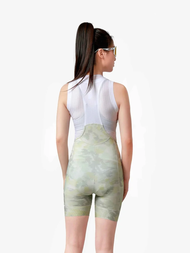 Floral Woman Cycling Bib Shorts - Aquatic Yellow
