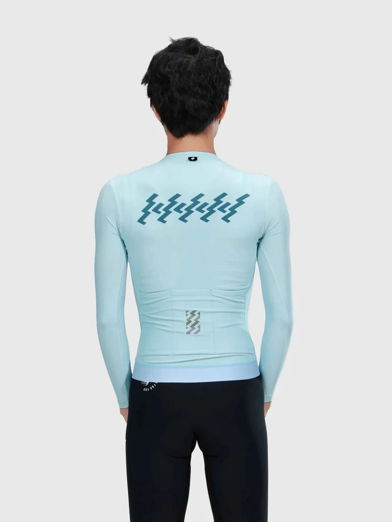 Verde Men Cycling Jersey Long Sleeve - Mediterranean Blue