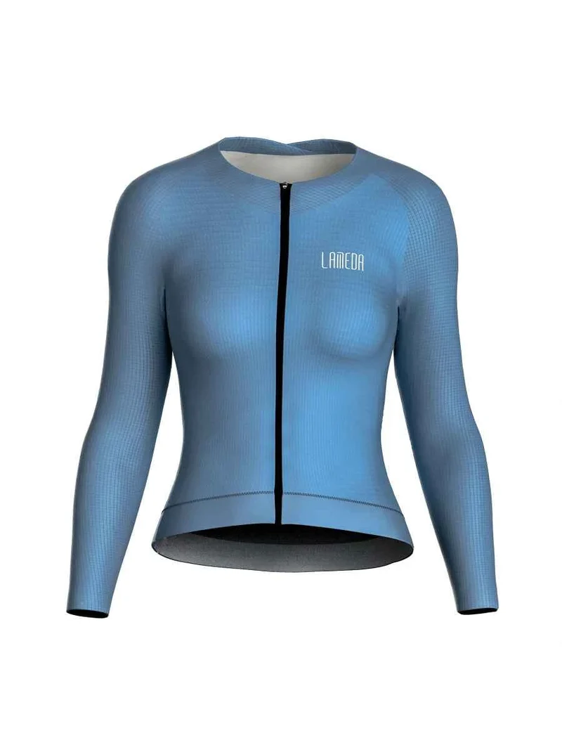 Neon Women Cycling Jersey Long Sleeve - Neon Blue