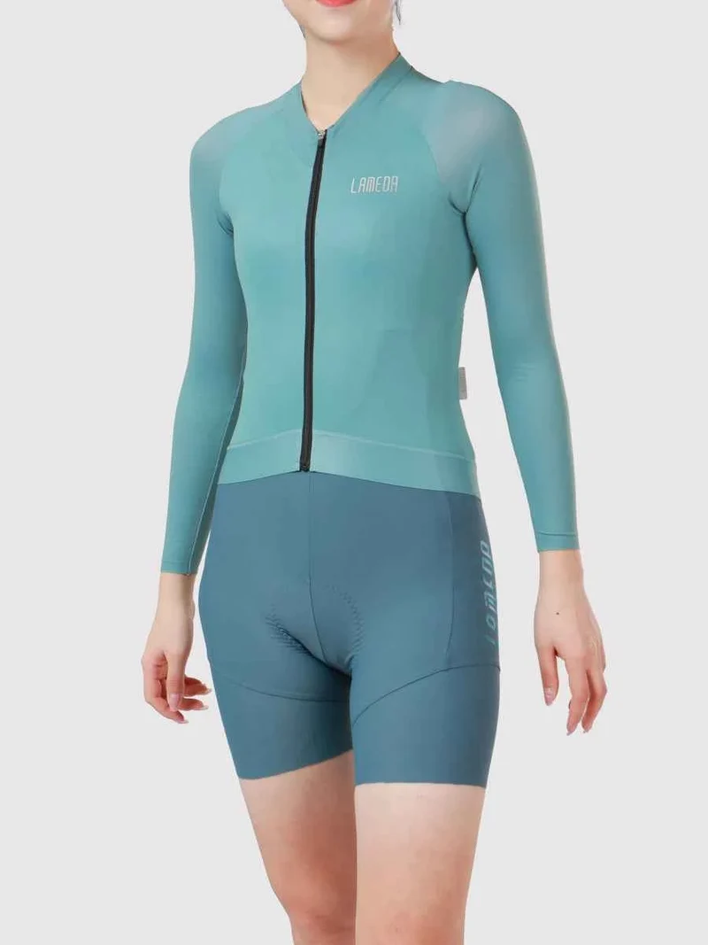 Neon Women Cycling Jersey Long Sleeve - Neon Green