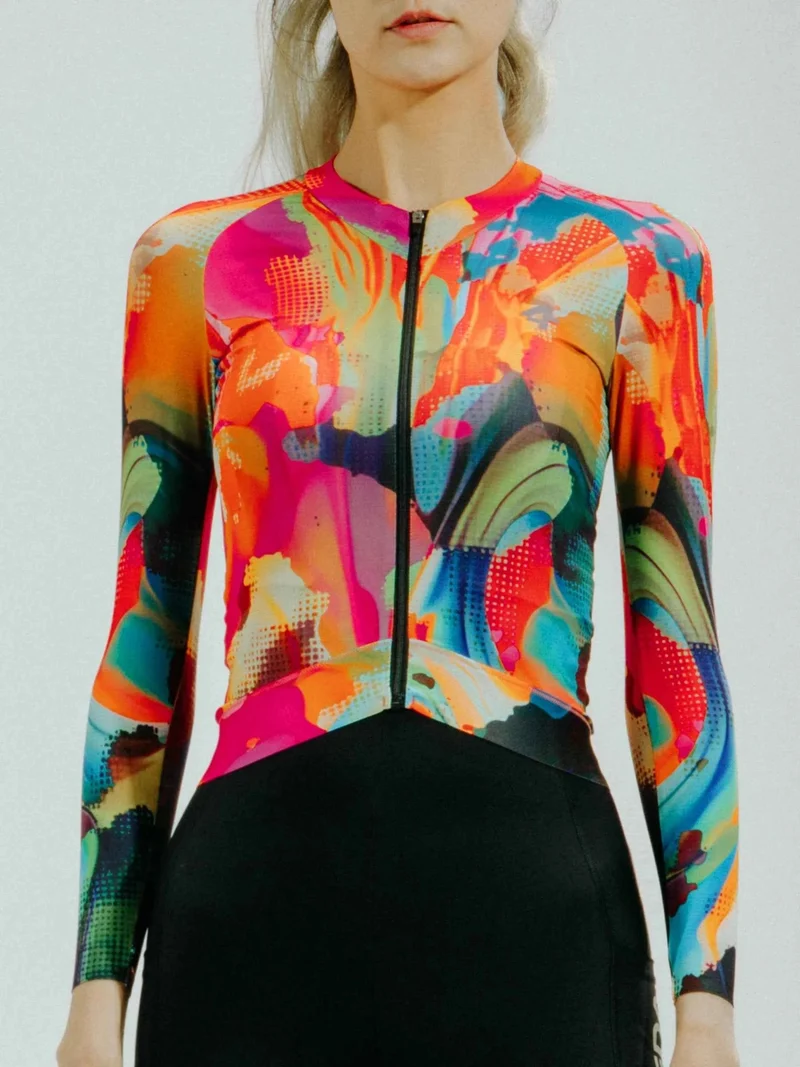 Hue Women Cycling Jersey Long Sleeve - Smoky Red